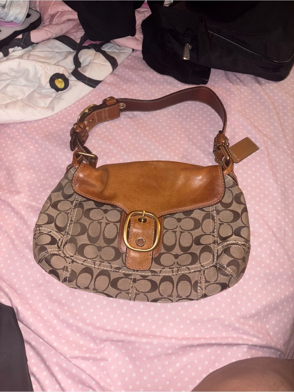 2000’s vintage coach signature jacquard shoulder bag